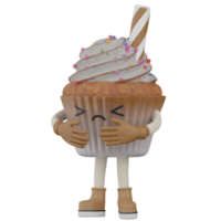 3d Isolated Cupcake with white cream png