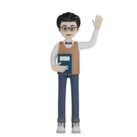 3d Isolated Teacher with glasses png