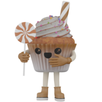 cupcake aislado 3d con crema blanca png