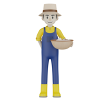 3d Isolated  Gardener in blue and yellow clothes png