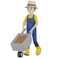 3d Isolated  Gardener in blue and yellow clothes png