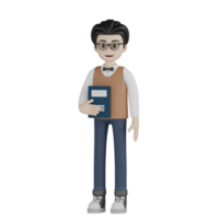 3d Isolated Teacher with glasses png