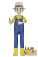 3d Isolated Gardener in blue and yellow clothes png