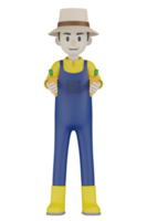 3d Isolated Gardener in blue and yellow clothes png