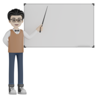 3d Isolated Teacher with glasses png