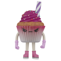 Cupcake isolé 3d avec crème rose png