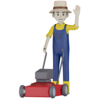 3d Isolated  Gardener in blue and yellow clothes png