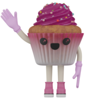 3d Isolated Cupcake with pink cream png