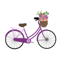 illustrazione di bicicletta carina con fiore png