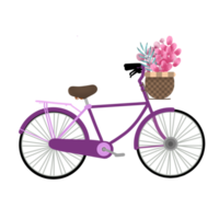 illustration de vélo avec bouquet de fleurs png