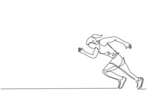 dibujo continuo de una línea joven corredora ágil enfocada practicando para correr rápido. concepto de deporte de actividad de salud. Torneo internacional de carrera. ilustración gráfica de vector de diseño de dibujo de una sola línea