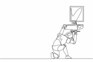 fregadero de reparación de trabajador de plomero robot de dibujo de línea continua única en el baño y tuberías de plomería. inteligencia artificial robótica. tecnología electrónica. ilustración de vector de diseño gráfico de dibujo de una línea