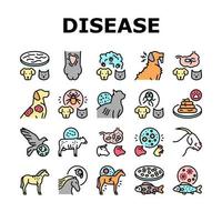 mascota enfermedad mala salud problema iconos conjunto vector