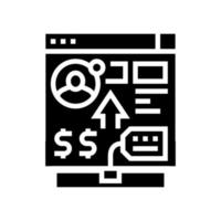 ilustración de vector de icono de glifo de compras por internet