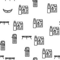 Camping Equipment And Accessories Vector Seamless Pattern