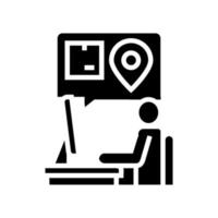 manager checking order location glyph icon vector illustration