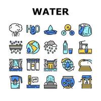 Water Purification Collection Icons Set Vector