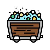 coche de piedras de joyería en la ilustración de vector de icono de color de juego de minería