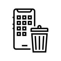 mobile phone trash bin line icon vector illustration