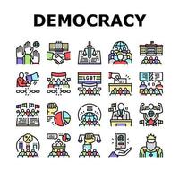 Democracy Government Politic Icons Set Vector