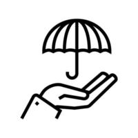 umbrella on hand rain protection line icon vector illustration