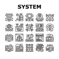 System Work Process Collection Icons Set Vector