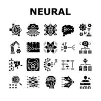 conjunto de iconos de red neuronal y colección de ai vector