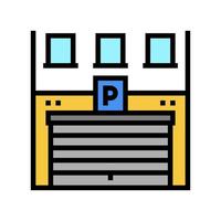 ilustración de vector de icono de color de estacionamiento de edificio