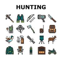 Hunting Shop Selling Collection Icons Set Vector