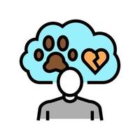 childhood trauma pet funeral color icon vector illustration