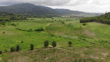 drone shot vista aérea paisaje escénico de granja agrícola en el campo