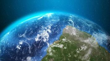 3D-rendering globe die ronddraait en in het universum draait met lichteffect en donkere korrel verwerkte wereldkaart afbeeldingsbron van nasa video