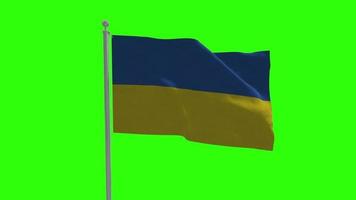 Ukraine Waving Flag on Pole Green Screen Background video