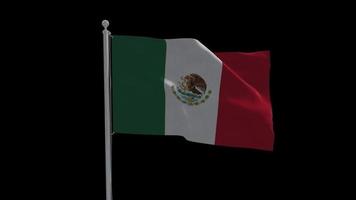 mexico wapperende vlag op paal transparante achtergrond met alpha video