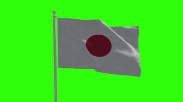 japan schwenkende flagge auf pole green screen hintergrund video