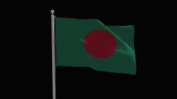 bangladesh sventola bandiera su palo sfondo trasparente con alfa video