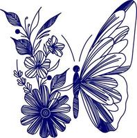 mariposa en el diseño de vectores de flores