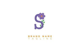 S With Flower Alphabet letters Initials monogram logo vector