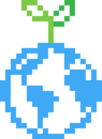 Tree on the earth 8 bit pixel icon sign png