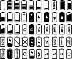 battery icons set on white background. battery charge indicator sign. battery symbol. flat style. vector