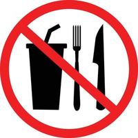 Do not eat or drink icon on white background.  No eating or drinking sign. prohibition symbol. flat style. vector