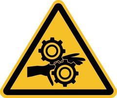 Pinch point entanglement crush gears icon on white background. Caution symbol. flat style. vector