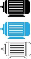 icono de motor eléctrico sobre fondo blanco. señal motora. símbolo de esquema de motor eléctrico. logotipo de motor eléctrico azul. estilo plano vector