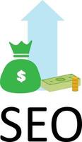 seo make money icon on white background. seo tool sign. Search Engine Optimization symbol. flat style. vector