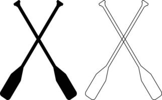 paddle icon on white background. canoe paddle sign. black thin line crossed canoe paddles. flat style. vector