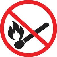 No open flame sign on white background. Forbidden sign with burning matchstick. no fire symbol. flat style. vector