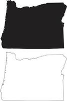 Mapa negro de oregon sobre fondo blanco. mapa de contorno del signo de oregon. estilo plano vector