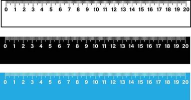 medida de escala de regla sobre fondo blanco. regla de medir de madera de 20 centímetros. herramienta de matemáticas de la escuela. estilo plano vector