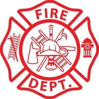 fireman emblem sign on white background. fire department symbol. firefighter maltese cross. flat style. vector