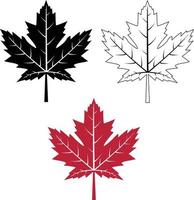 icono de hoja de arce sobre fondo blanco. signo de hoja de arce rojo. símbolo de contorno de la hoja de arce de Canadá. estilo plano vector